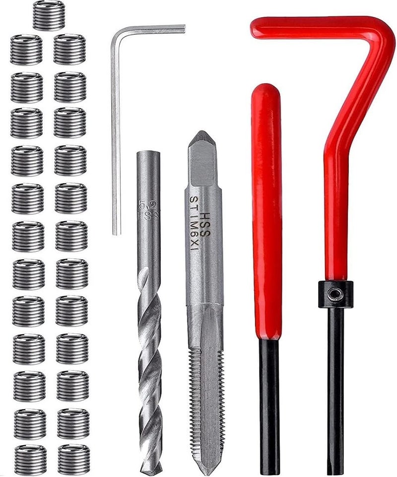 fixinus Store 30 Piece M6 x 1.0mm Thread Repair Insert Kit, Stainless Steel Thread Repair Kit Helicoil Coil Compatible Hand Tool Set for Auto Repair - Image 1